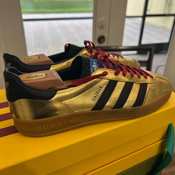 Gucci Adidas Gazelle Men's Gold Special Edition